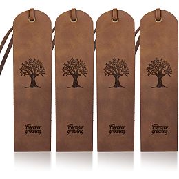 4pcs Tree of Life Leather Bookmark Genuine Leather Page Markers 2×7inch Forever Growing Text Classic Bookmark Cowhide Bookworms for Christma Gift Men Women Writers Relatives and Friends