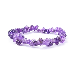 Honeyhandy Amethyst Chips Stretch Bracelets, Inner Diameter: 2-1/8~2-1/4 inch(5.3~5.6cm)