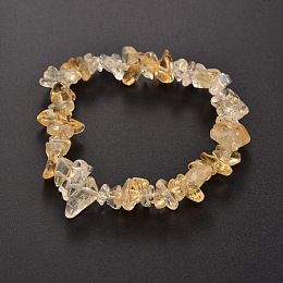 Honeyhandy Natural Citrine(Dyed & Heated) Beaded Stretch Bracelets, Inner Diameter: 1-7/8~2 inch(4.8~5.2cm)