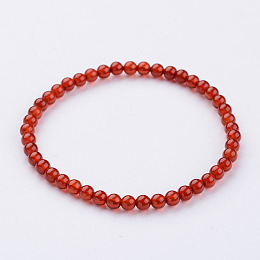 Honeyhandy Natural Carnelian(Dyed & Heated) Beaded Stretch Bracelets, with Elastic Fibre Wire, 2-1/4 inch(55mm)