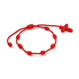 Honeyhandy Adjustable Nylon Threads Braided Bracelets, Red String Bracelets, Cross, Red, Inner Diameter: 1-3/4~3-3/8 inch(4.5~8.5cm)