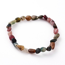 Honeyhandy Natural Tourmaline Beads Stretch Bracelets, Nuggets, Inner Diameter: 2-1/4 inch(5.7cm)