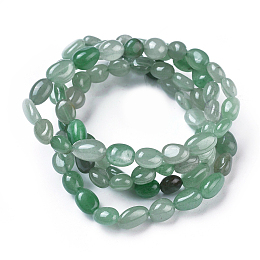 Honeyhandy Natural Green Aventurine Bead Stretch Bracelets, Tumbled Stone, Nuggets, Inner Diameter: 2~2-1/4 inch(5.2~5.6cm)