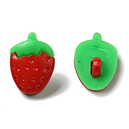 Honeyhandy Acrylic Strawberry Shank Buttons, 1-Hole, Dyed, Dark Red, 15x11x3.5mm, Hole: 3mm