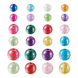 Honeyhandy Transparent Crackle Acrylic Beads, AB Color, Round, Mixed Color, 8~12mm, Hole: 0.25~2mm, 450pcs/set