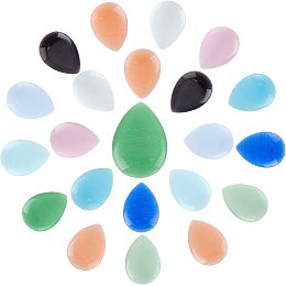 SUNNYCLUE 1 Box 10 Colors Cat Eye Cabochons Glass Teardrop Shape Cabochon Colorful Dome Tile Beads Flat Back Teardrop Cabochon for Valentines Day, Wedding Heart Table Scatter Decoration