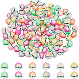 DICOSMETIC 300Pcs 6 Colors Fruit Polymer Clay Beads Teardrop Peach Clay Loose Beads Multi-Colored Kawaii Soft Beads Handmade Beads for DIY Jewelry Crafts Making, Hole: 1.2~1.8mm