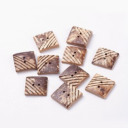 Honeyhandy 2-Hole Coconut Buttons, Square, Coconut Brown, 20x20x3~5mm, Hole: 2mm