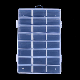 Plastic Bead Storage Containers, 24 Compartments, Rectangle, Clear, 19.5x13.8x3.5cm, Hole: 7x18mm, Compartment: 22x40mm