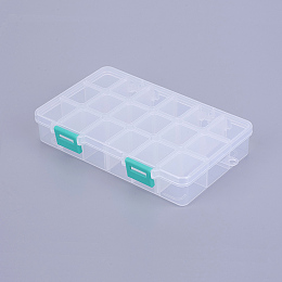 Honeyhandy Organizer Storage Plastic Box, Adjustable Dividers Boxes, Rectangle, White, 16.5x10.8x3cm, compartment: 3x2.5cm, 18 compartment/box