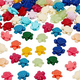 NBEADS 50 Pcs Synthetic Coral Turtle Beads, Sea Turtle Bead Charms Carved Spacer Turtle Beads Dyed Imitation Jade Turtle Beads for DIY Bracelet Necklace Earring Jewelry Craft Making, Hole: 1.2mm