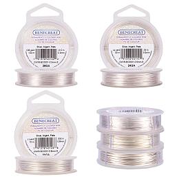 BENECREAT 3 Rolls 20-Gauge/24-Gauge/28-Gauge Tarnish Resistant Silver Coil Wire, 33-Feet/98-Feet/328-Feet