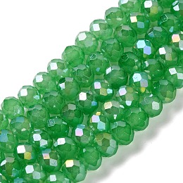 Baking Electroplate Glass Beads Strands, AB Color, Faceted, Round, Medium Sea Green, 10x8mm, Hole: 1mm, about 63~65pcs/strand, 18.90''(48~50cm)