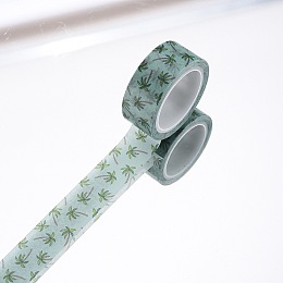 Honeyhandy DIY Scrapbook Decorative Paper Tapes, Adhesive Tapes, Coconut Tree, Light Green, 15mm, 5m/roll(5.46yards/roll)