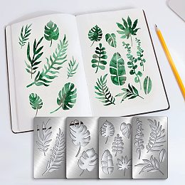 FINGERINSPIRE 4 Pcs Plant Leaves Cutting Dies Stencil Metal Template Molds, Stainless Steel Embossing Tool Die Cuts for Card Making Spring Scrapbooking DIY Etched Dies Decoration Supplies