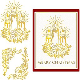 GLOBLELAND Christmas Flower Corner Hot Foil Plate for DIY Foil Thanksgiving Hanukkah Candles DIY Foil Embossing for Scrapbooking Decor Cards Making Matte Platinum