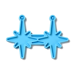 Honeyhandy DIY 8 Pointed Star Pendant Silicone Molds, Resin Casting Molds, for UV Resin & Epoxy Resin Jewelry Making, Deep Sky Blue, 58x82x4mm, Hole: 2mm, Inner Diameter: 54x38.5mm