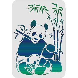 FINGERINSPIRE Panda and Bamboo Drawing Painting Stencils Templates 11.7x8.3 inch Plastic Panda Mom & Baby Stencils Reusable Decoration Stencil for Painting on Wood, Floor, Wall and Fabric