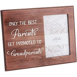 FINGERINSPIRE 25X20cm/10x8inches Picture Frame Parents and Grandparents Picture Frame Saddle Brown Wood Photo Frame Rectangle Frame with Only The Best Parents Get Promoted to Grandparents Words