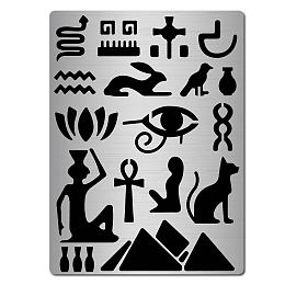 GORGECRAFT Metal Egyptian Symbol Stencil Stainless Steel Animal Hieroglyphics Stencils Cutouts Papyrus Eye of Horus Painting Reusable Template for Painting, Wood Burning, Pyrography and Engraving