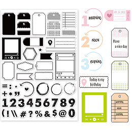 GLOBLELAND 8.3x5.8in Label Clear Stamps Number Silicone Transparent Stamps Symbol Rubber Transparent Seal Stamps for DIY Card Making Scrapbooking Photo Album Decoration