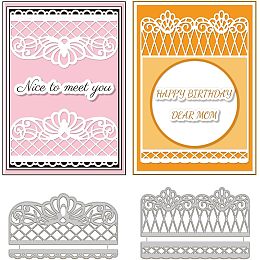 GLOBLELAND 2 Sets Lace Mesh Trim Cutting Dies for Card Making Lace Border Carbon Steel Embossing Stencils Template for Decorative Embossing Paper Card DIY Scrapbooking Album Craft