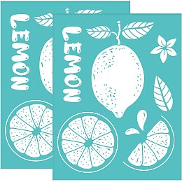 OLYCRAFT 2Pcs Silk Screen Stencils Self-Adhesive Silk Screen Printing Stencils Summer Lemon Theme Screen Printing Template for Painting on Wood-220x280mm