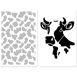 GORGECRAFT 7.9"x11.8" 2Pcs Cow Skin Print Stencils Plastic Farm Cow Animal Stencil Farm House Reusable Templates Stencil Drawing for DIY Crafts Painting Wood Wall Canvas Card Home Decor Clothes