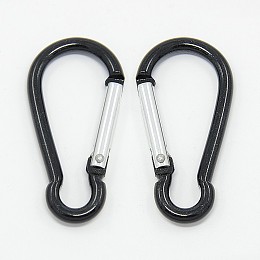 Honeyhandy Aluminum Rock Climbing Carabiners, Key Clasps, Black, 50x24x4mm