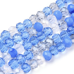 Honeyhandy Glass Beads Strands, Faceted, Rondelle, Cornflower Blue, 3x2.5mm, Hole: 0.6mm, about 153~158pcs/strand, 14.96 inch~15.28 inch(38~38.8cm)