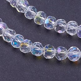 NBEADS 10 Strands Electroplate Glass Beads, AB Color, Faceted, Round, Clear, 4mm, Hole: 1mm; about 100pcs/strand, 13.7"