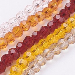 Honeyhandy Eco-Friendly Glass Round Bead Strands, Faceted, Mixed Color, 4mm, Hole: 1mm, about 100pcs/strand, 13.7 inch