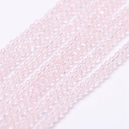 Honeyhandy Transparent Glass Beads Strands, Faceted, Rondelle, Lavender Blush, 2.5x1.5~2mm, Hole: 0.5mm, about 185~190pcs/strand, 13.7 inch~14.1 inch