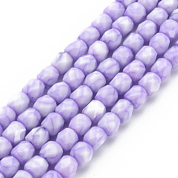 Arricraft Opaque Baking Painted Glass Beads Strands, Imitation Stones, Faceted, Column, Lilac, 5.5x5.5mm, Hole: 1mm, about 70pcs/strand, 15.94 inch(40.5cm)