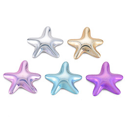 ARRICRAFT Electroplated Glass Cabochons, Starfish, Mixed Color, 17.5x18x4mm