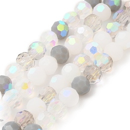 Honeyhandy Electroplate Glass Beads Strands, Faceted, Half AB Color Plated, Round, WhiteSmoke, 6x5mm, Hole: 1.4mm, about 100pcs/strand, 20.87''(53cm)