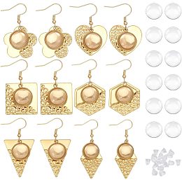 CHGCRAFT 6Styles Earrings Wire Hooks Blanks DIY Earring Making Kits Including Rhombus Flower Hexagon Heart Drop Earring Settings for DIY Craft Jewelry Making Supplies, Golden