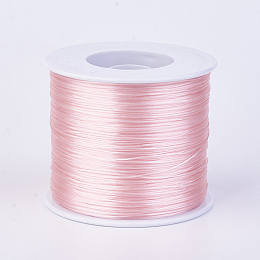 Honeyhandy Flat Elastic Crystal String, Elastic Beading Thread, for Stretch Bracelet Making, Pink, 0.7mm, about 546.8 yards(500m)/roll