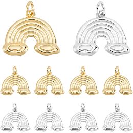 SUPERFINDINGS 12Pcs 2 Colors Rack Plating Brass Pendants Rainbow Cloud Charm Plating Brass Pendants with Jump Rings for Jewelry Making Hole: 3mm