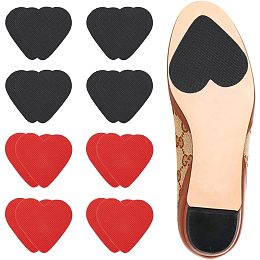 GORGECRAFT 8 Pairs 2 Colors Anti Slip Shoe Grip Stickers Non-Slip Heart Shape Shoe Stickers Red Black Rubber Bottom Sole Grip for Women Men High Heel Shoe Protector Wear Out Slipping