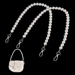 PandaHall Elite 2pcs Pearl Chain for Bag, 13mm White Pearl Bead Handle Chain Purse Chain Replacement Bag Chain Decorative Purse Strap with Platinum Lobster Clasps for DIY Handbag Wallet Clutch Tote