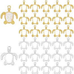 PandaHall Elite 60PCS Turtle Tortoise Open Back Bezel Pendants, Metal Turtle Hollow Frame Charms Pendants for DIY UV Resin, Epoxy Resin, Pressed Flower Jewelry, Golden Silver