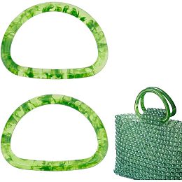 PandaHall Elite 2Pcs D Shape Purse Handles, Purse Handle Plastic Amber Green Handbag Handles Bag Handles for Bag Making for Summer Beach Handbags Macrame Crocheted Purse Making