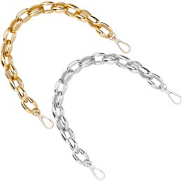 WADORN 2 Colors Purse Chain Handles, 14.8 Inch Metal Bag Strap Extender Replacement Handbag Chain Accessories Charms Decoration Clutches Handles Wrist Straps, Gold/Platinum