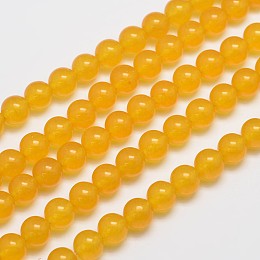 Honeyhandy Natural & Dyed Malaysia Jade Bead Strands, Imitation Yellow Aventurine, Round, Gold, 8mm, Hole: 1.0mm, about 48pcs/strand, 15 inch