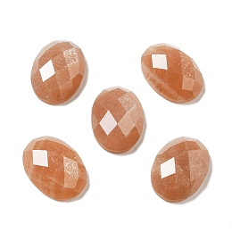 Honeyhandy Natural Sunstone Cabochons, Faceted, Oval, 18x13x6mm