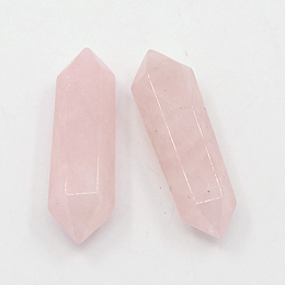 Honeyhandy Natural Rose Quartz Beads, Double Pointed, No Hole/Undrilled, Bullet, 28~35x8mm