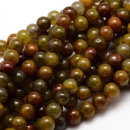 Honeyhandy Dyed Natural Agate Round Beads Strands, Olive, 6mm, Hole: 1mm, about 64pcs/strand, 14.7 inch