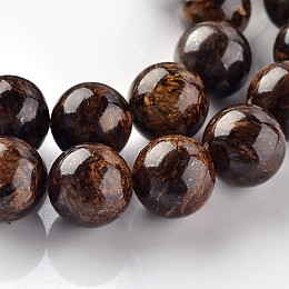 Honeyhandy Natural Bronzite Round Beads Strands, 10mm, Hole: 1mm, about 37pcs/strand, 15.3 inch