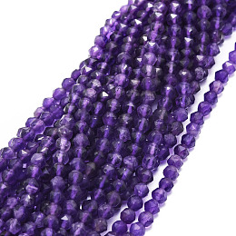 Honeyhandy Natural Amethyst Beads Strands, Faceted, Round, 4~4.5mm, Hole: 1mm, about 97pcs/strand, 15.16''(38.5cm)